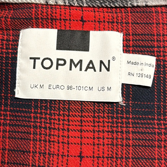 Topman Men’s Shirt Medium Plaid Button-Up Long Sleeve Shirt - Picture 4 of 5